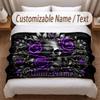 Skull Gothic Theme Soft Blanket Personalized Custom Name Text Print Warm Blanket Home Sofa Bedroom Decor