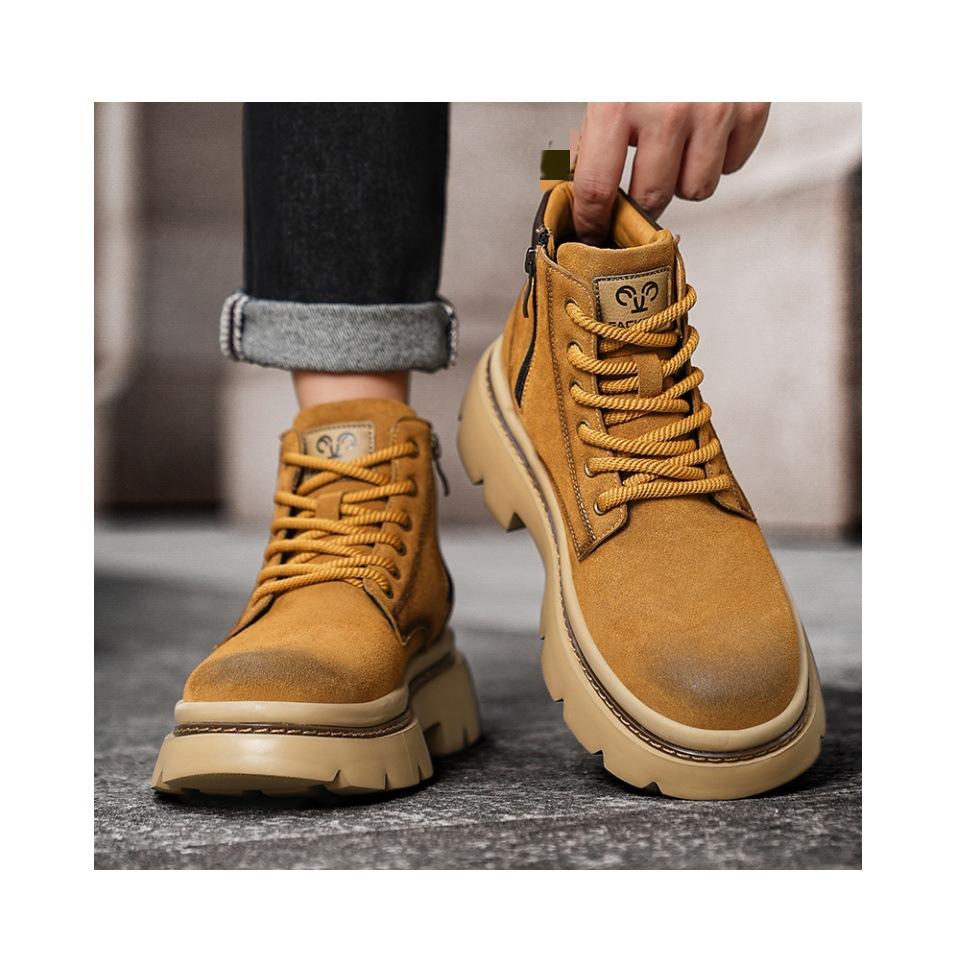Autumn and Winter New Men's Martin Boots Thick-soled Heightening Outdoor Sports Tooling Shoes Retro High-top Lace-up Trendy Boots