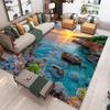 Non-Slip 3D Nature Scenery Rug, Santorini Snow Mountain Landscape Mat, Soft Floor Carpet for Living Room Home