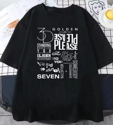 Jungkook Goldenes T-Shirt Harajuku Stehend Neben Dir Kurzärmelig Unisex Retro Sieben Teile Pullover Sport T-Shirt Südkorea