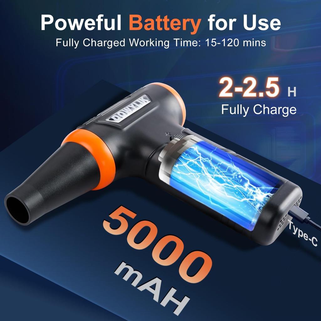 Compressed Air Duster, 220000RPM Electric Air Duster, Canned Air Replace Compressed Air, Mini Blower Stepless Jet Dry Air Blower Compressed Air