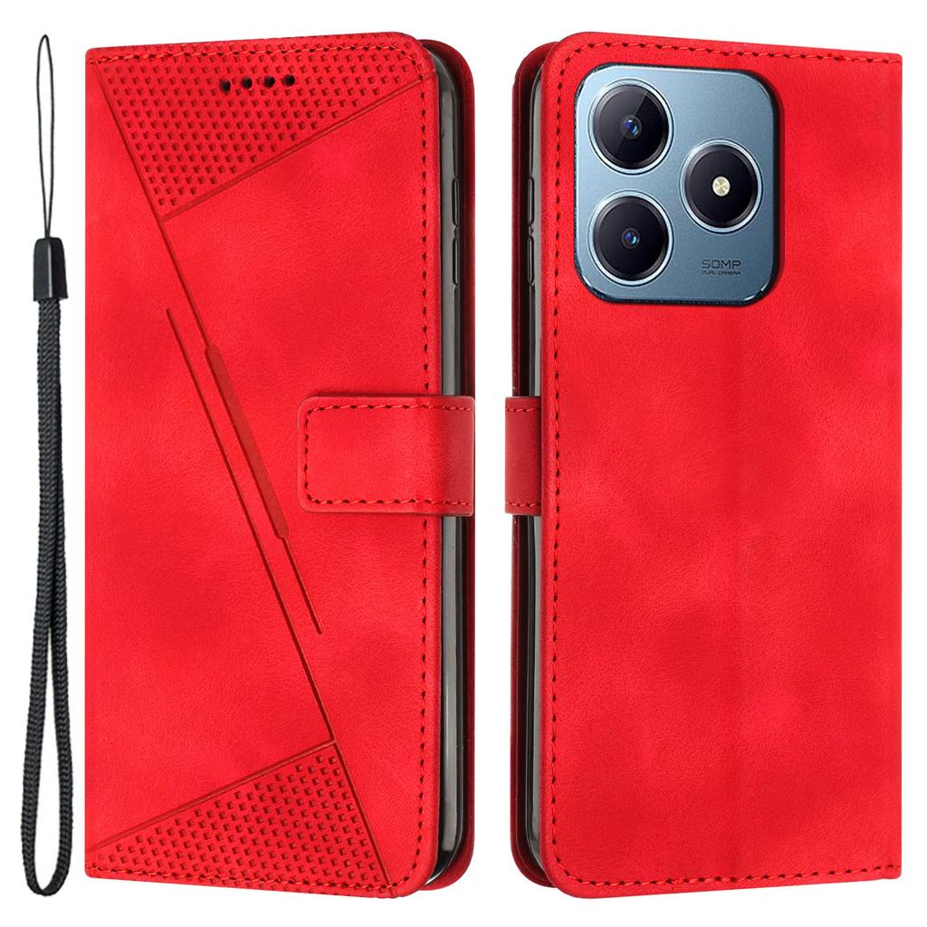 For Realme Note 60x 4G/C63 4G/C61 4G/Note 60 Case Triangle Leather Phone Cover Stand Wrist Strap