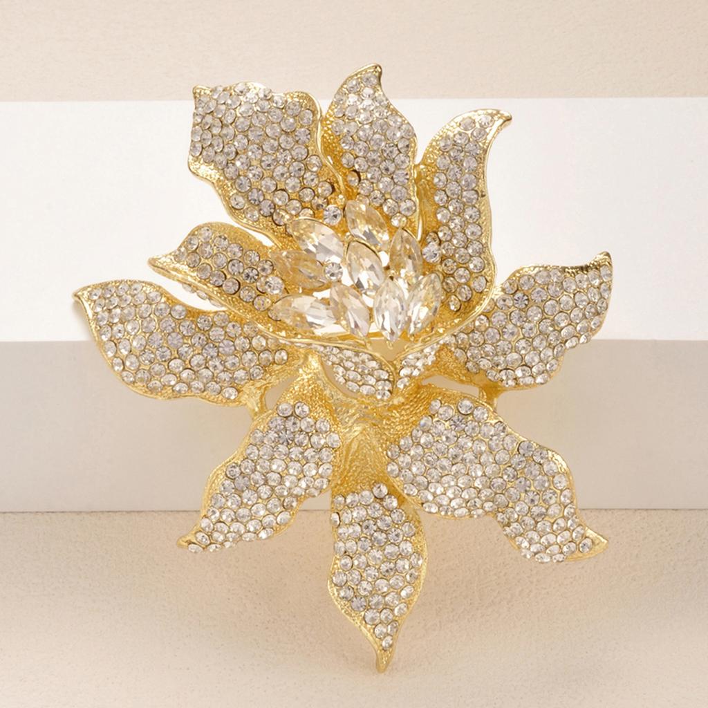 Crystal Flower Brooch, High-end, Luxurious and Retro-style Orchid Suit Jacket Pin Accessory Set