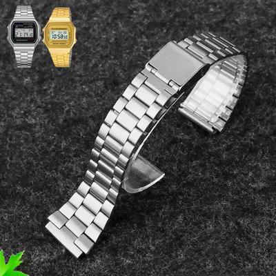 18mm Fine Steel Watchband for CASIO A158 / A159 / A168 /A169 /B650 /AQ230/ 700 Classic Small Square Silver Block  Metal Strap