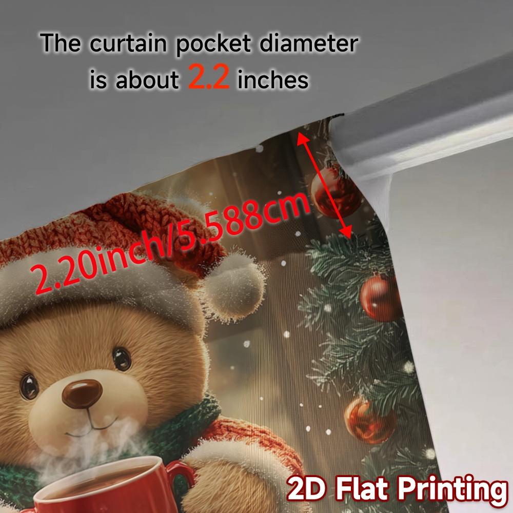 2pcs,Curtains Christmas bear hot chocolate gift (2) Popular Curtains&Drapes Semi-Sheer Curtains Holiday Decorative for
