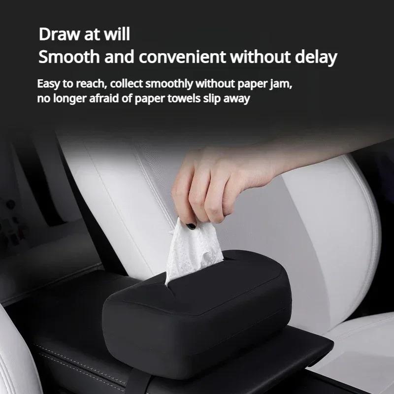Car Tissue Box For Tesla Model 3/Y/S/X Model Y Juniper 2026 Armrest Tissue Box Hidden Pendant Backrest Paper Bag Accessories