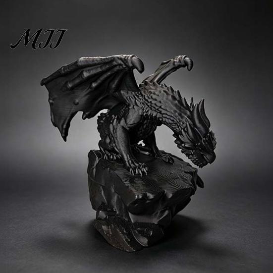 Handmade Look PLA Craft 3D Printed Rock Dragon Statue, Fantasy Figurine, Gothic Desktop Office Decoration for Style Bookshelf Decor, Collectible