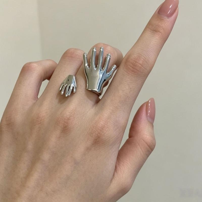 Adjustable Statement Ring with Abstract Hand Design, Open Band Alloy Jewelry for Daily Wear, Date Styling, Party Looks
