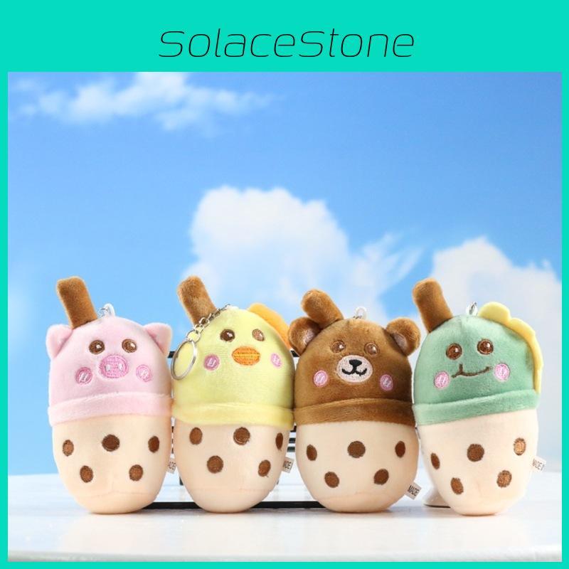 Bubble Tea Plush Toy Pendant Keychain Cute Boba Cup Expression Cartoon Doll Soft Gift