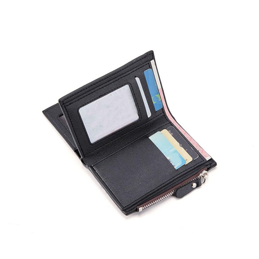 Zipper Men Coin Purse Waterproof Business Card Holder Fashion PU Leather Wallet Business