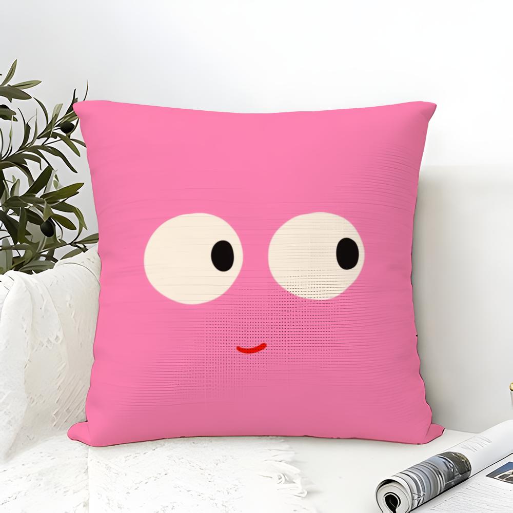 Dopamine Smile Pillow Case Cotton Linen Fabric Square Zipper Pillowcase Home Decorative Living Room