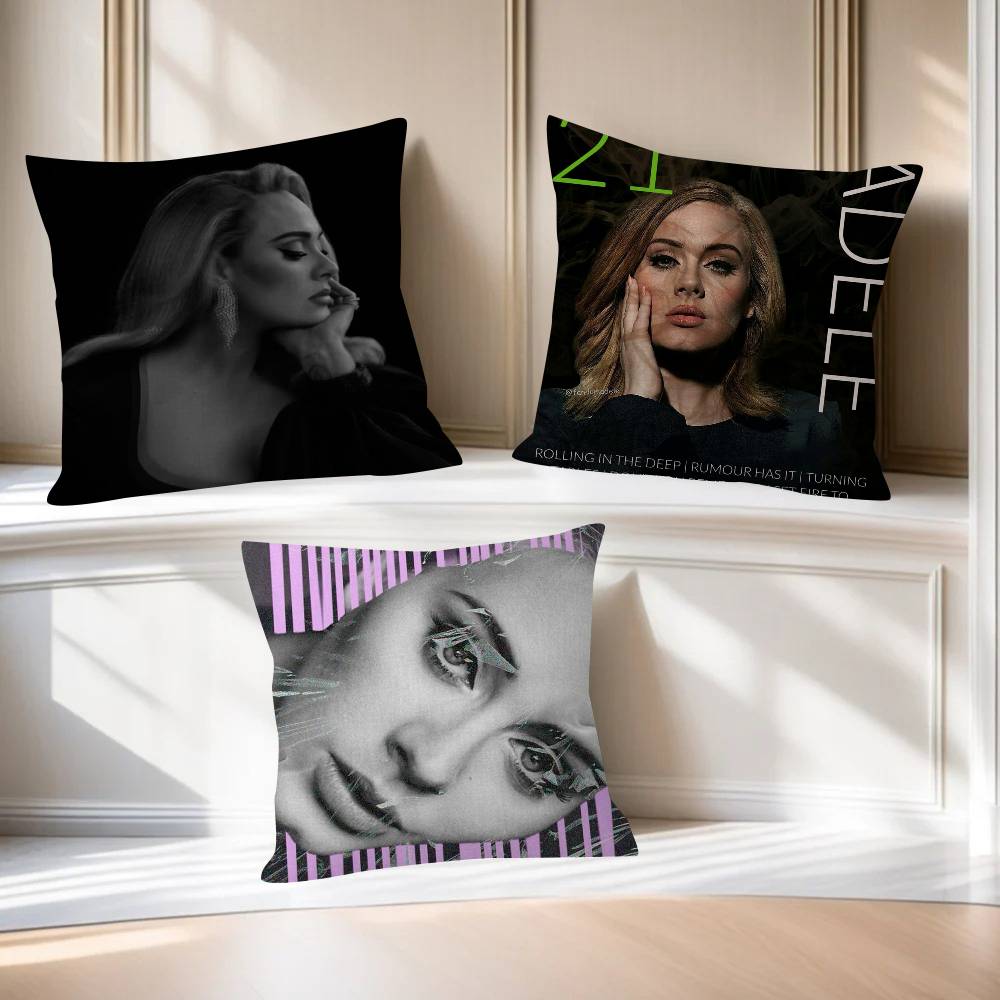 Singer Adele Black Pillow Covers Cartoon Sofa Decorative Home Doublesided Printing Short Plush Cute Cushion Cover