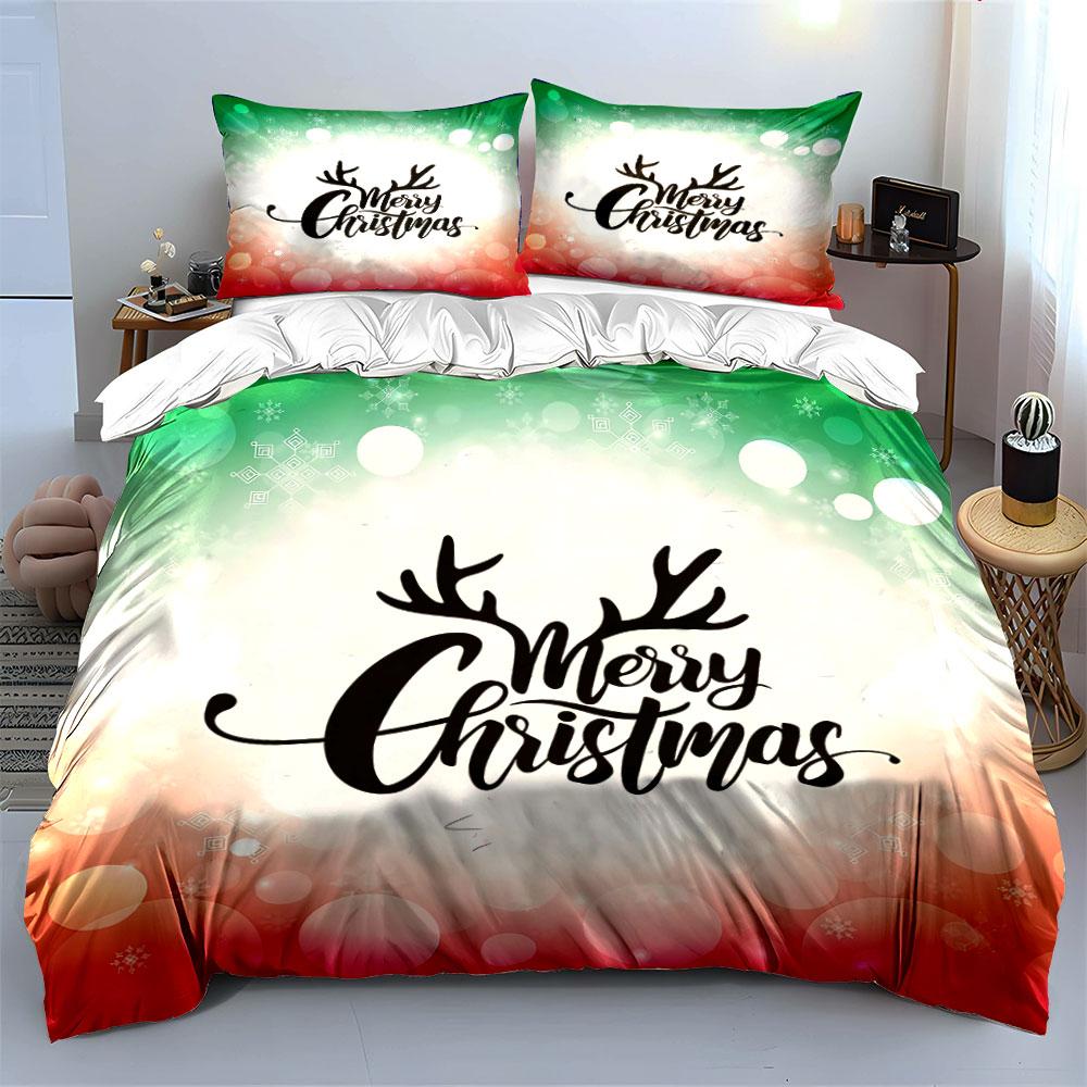 Merry Christmas Antler Design Bedding Duvet Cover Set Duvet Cover Pillowcases (1*Duvet Cover 2*Pillowcases, Without Duvet Insert)