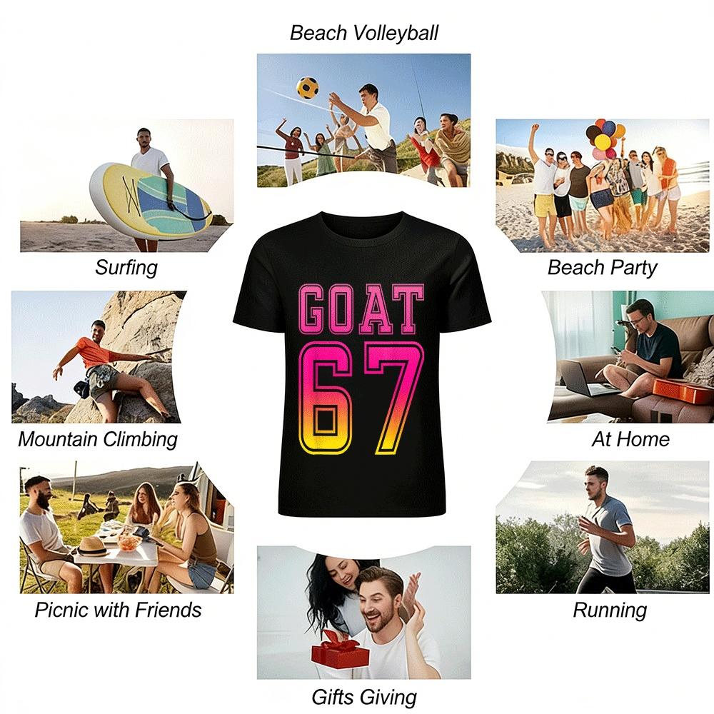 Gradient GOAT 67 Graphic Print Casual Loose Fit Short Sleeve T-Shirt Pure cotton T-shirt