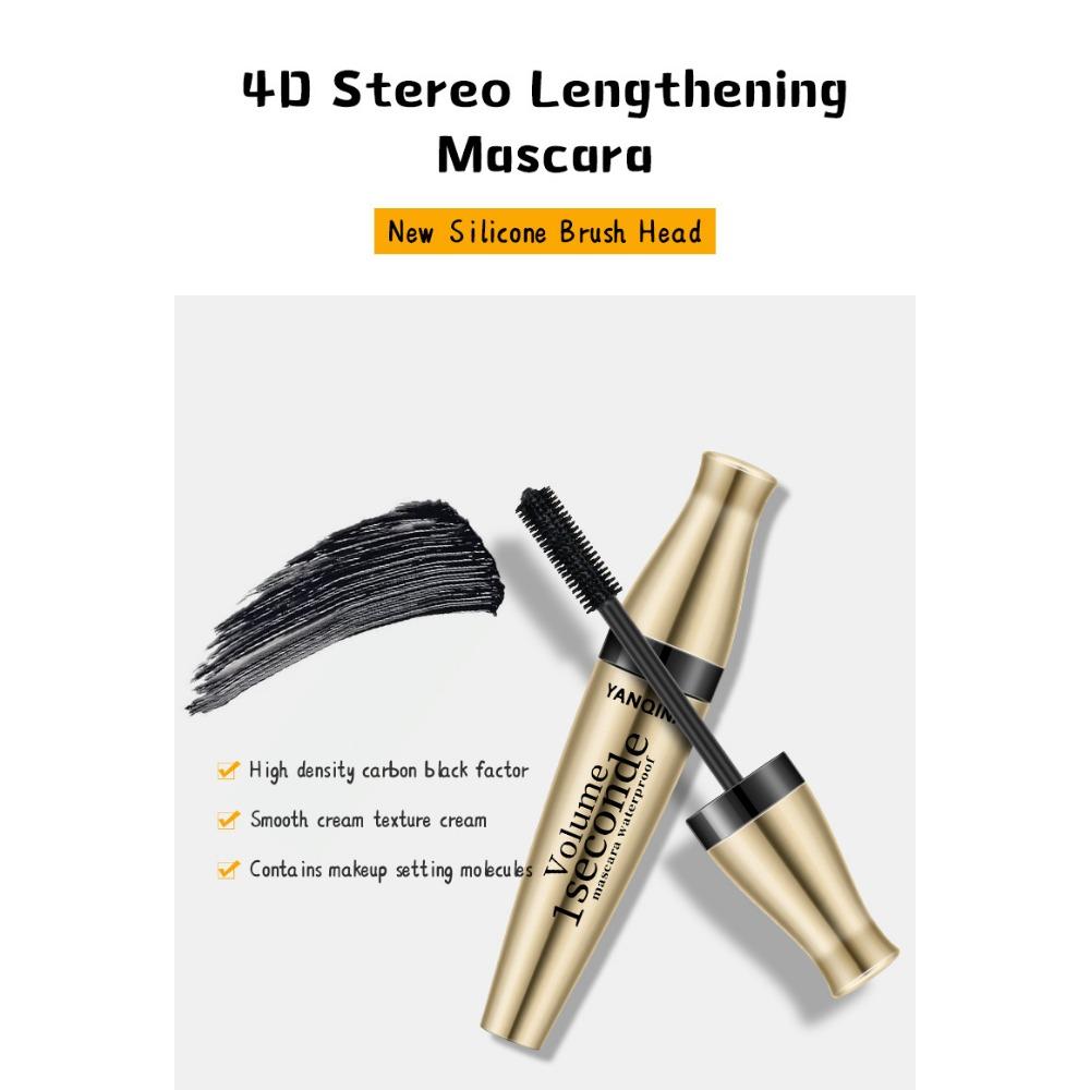 YANQINA Golden Tube Mascara Waterproof, Long and Smudge-Free Three-in-One 3D Mascara with Silicone Head
