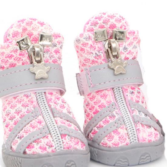 Yousheng 4Pcs Pet Shoes Fashionable Anti-slip Breathable Dog Mesh Boots Pet Supplies
