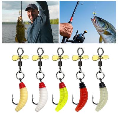 1PC Propeller Bread Worm Fishing Lure Spinner Spinning Bait Rotating Blade Sequin Bionic Fish Lure for Trout Tilapia Perch