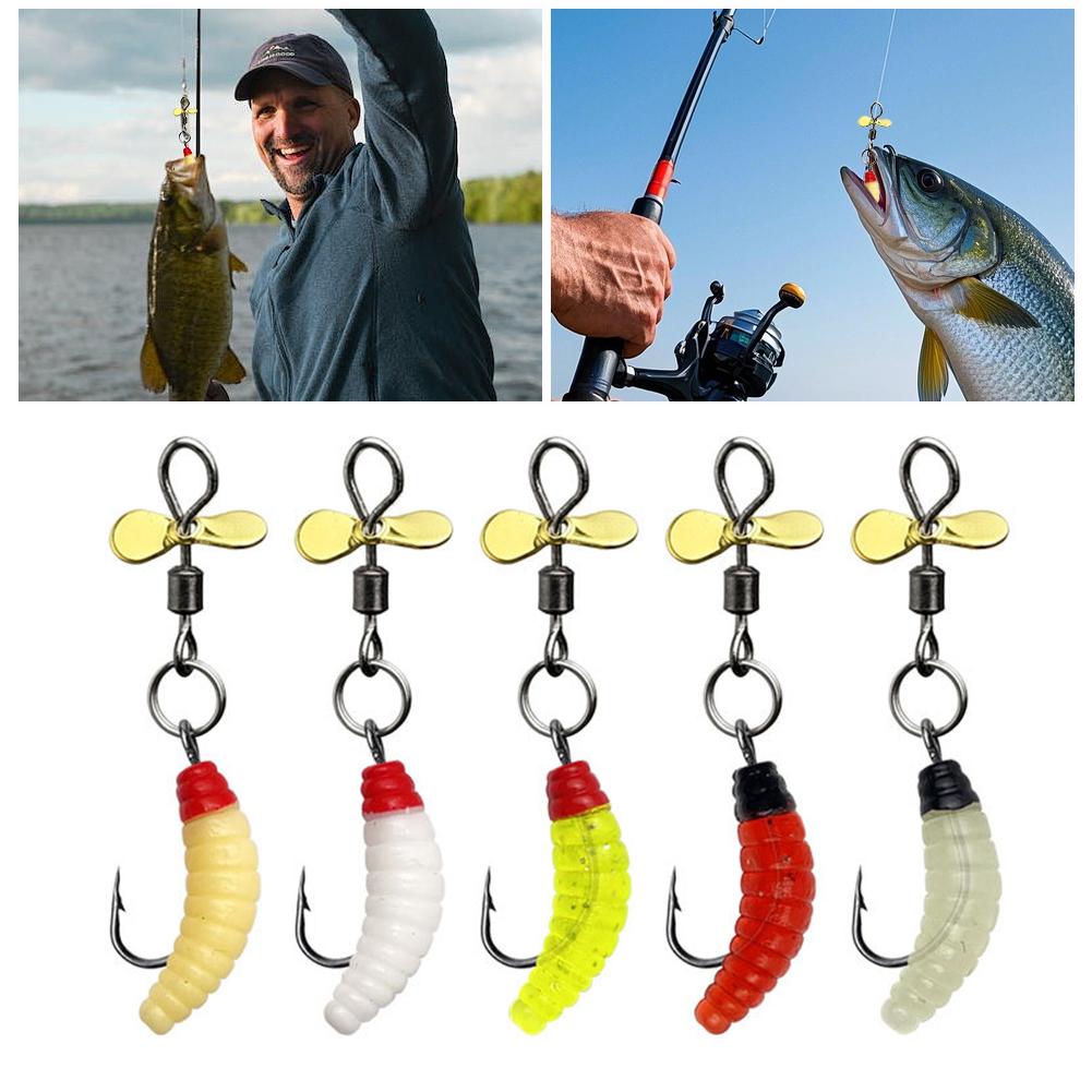 1PC Propeller Bread Worm Fishing Lure Spinner Spinning Bait Rotating Blade Sequin Bionic Fish Lure for Trout Tilapia Perch
