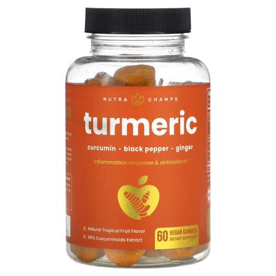 Turmeric, Natural Tropical Fruit Flavor, 60 Vegan Gummies