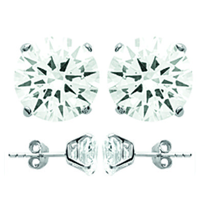 [L5026] - Strieborné náušnice 'Essentiel' biele strieborné (rhódiované) - 8 mm