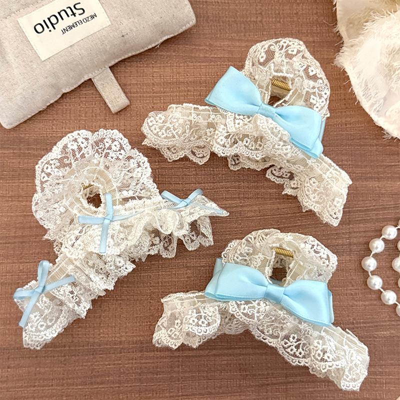 Temperament Lace Bow Hair Clip For Women Girls High Quality  Delicate Hairpin Headdress Sweet Hair Accessories Gifts