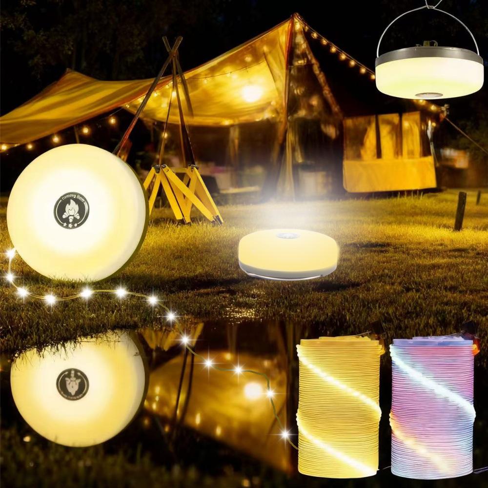 Foldable LED Waterproof Camping Lantern with Long Battery and Portable String Lights