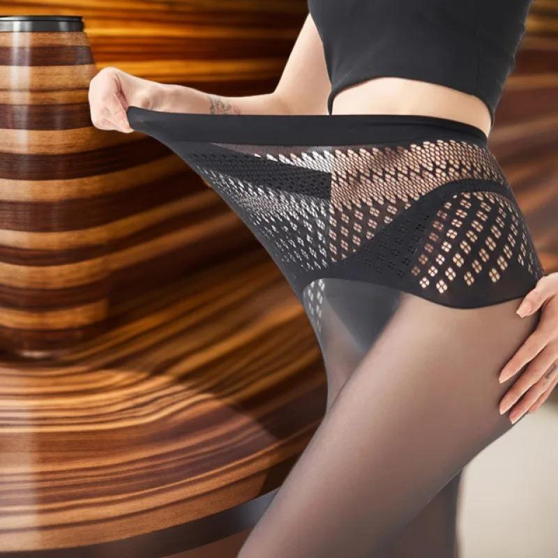 1D Thin Sexy Tights For Women Hollow Out Waist Transparent Pantyhose Female Super Elasticity Solid Color Seamless Long Stockings