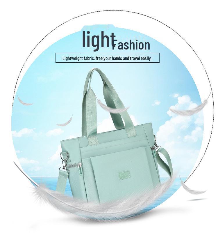 Versatile Women's Large Nylon Tote - Single-Shoulder, Simple Korean-Style Handbag for Shopping