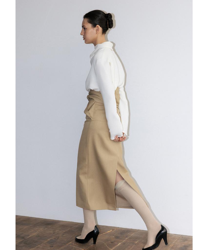 Bopeu Kiaro Wrap Knot Skirt (Beige)