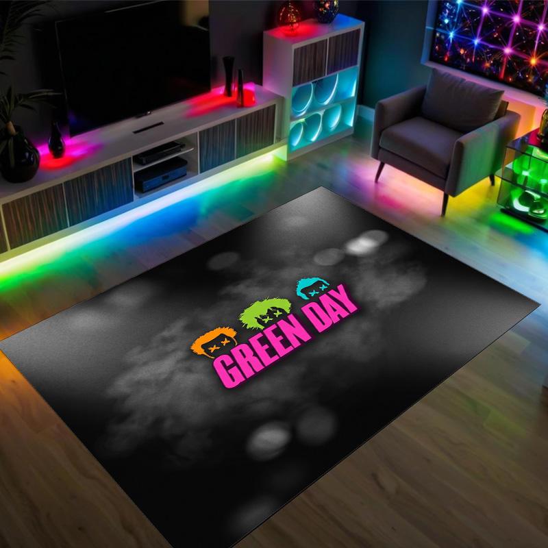 Green Day Design Kristall Samt Teppich Gemütlich Nicht?Rutschfester Teppich mit Aufdruck für Schlafzimmer Wohnzimmer Eingang