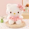 60cm Sanrio Kawaii Hello Kitty Plush Toy Stuffed Doll with Strawberry Plaid Skirt Cute KT Cat Baby Girl Kids Birthday Gifts