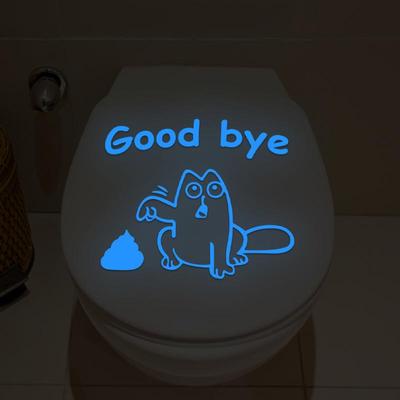 Glow In The Dark Funny Cartoontoilet Stickers Waterproof Removable Self-Adhesive Pvc Decals Bathroom Decor Wall Stickers