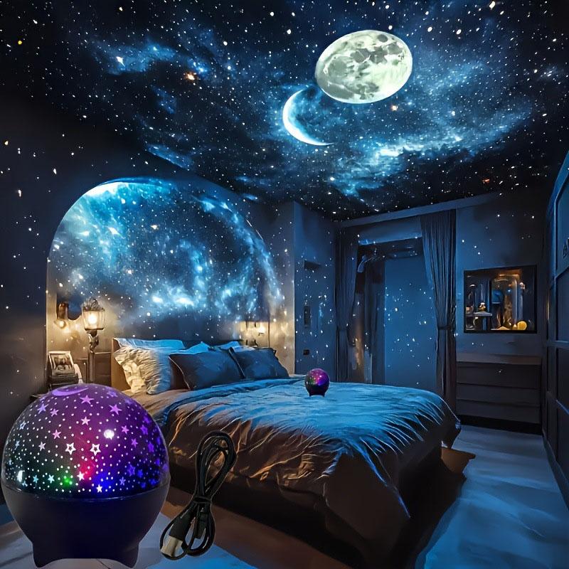 Star Night Light for Kids Modes Changing Lights with USB 360°Rotating Moon Star Projector Desk Lamp for Bedroom Party Decor