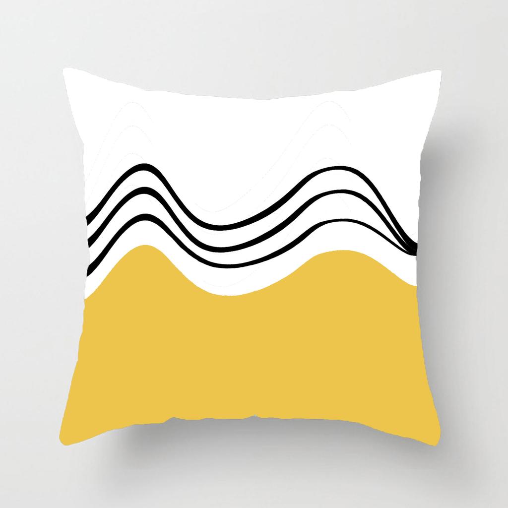 Warmgelbes und graues geometrisches Streifenmuster Kissenbezug Sofakissen verdickt Kurzplüsch Einfacher Kissenbezug Enthält keine Kissenbezüge