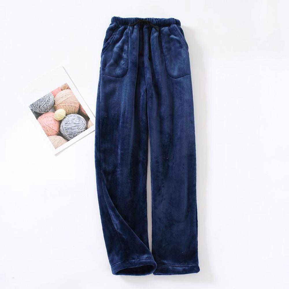 Women's Fuzzy Fleece Wide Leg Pajama Pants Elastic Drawstring Waist Warm Loungewear Sleep Trousers With Pockets