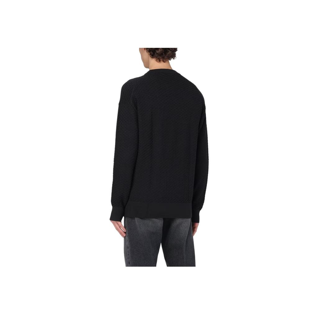 Calvin Klein Solid Color Loose Fit Pullover Round Neck Long Sleeve Sweater Men Sweater Black K10K112418-BEH