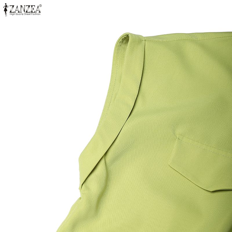 ZANZEA Robe chemise décontractée à manches courtes et col rabattu pour femme