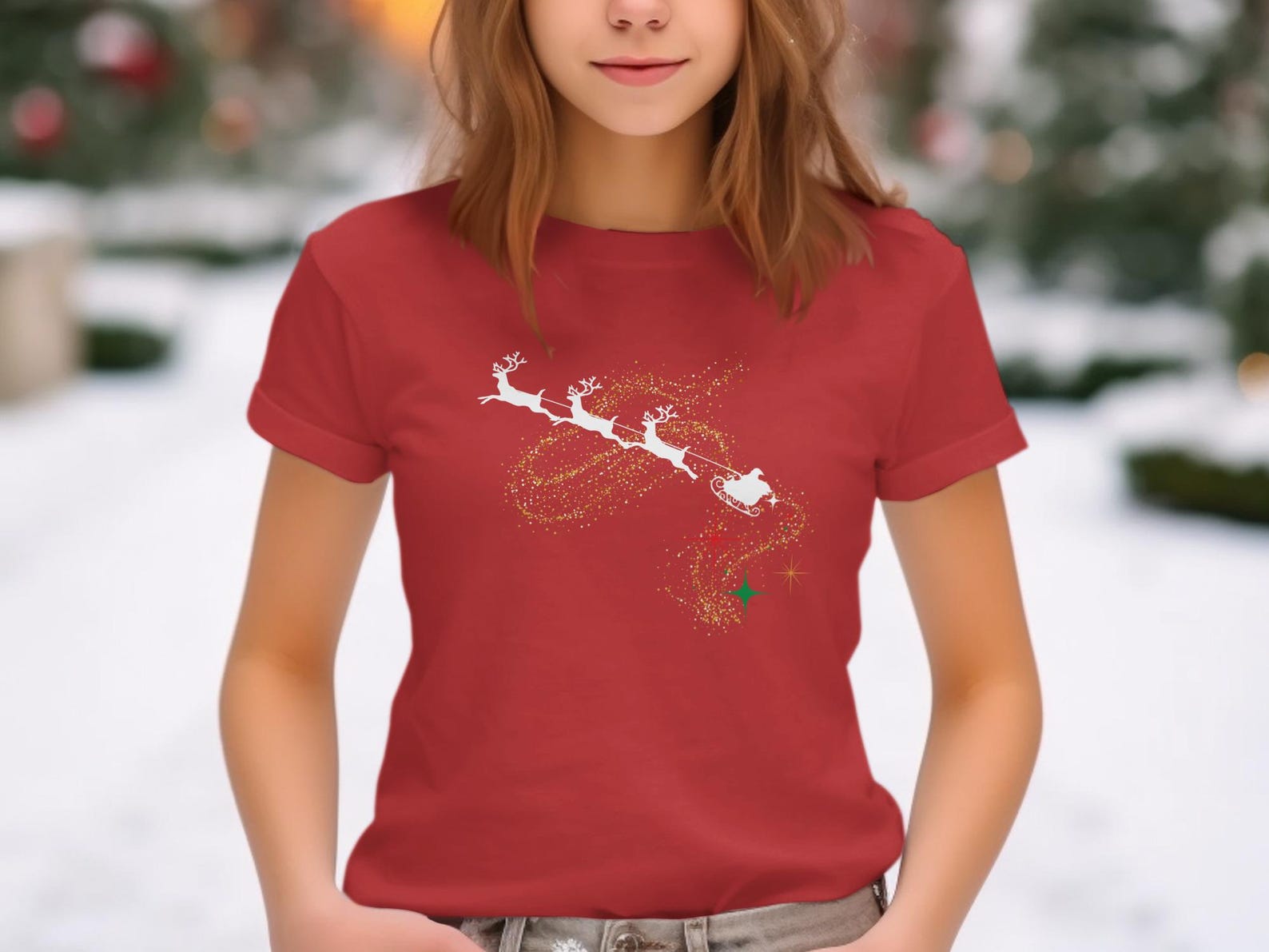 Sparkle Star Christmas T-Shirt | Festive Holiday Youth Tee, Toddler, Baby Onesie XL