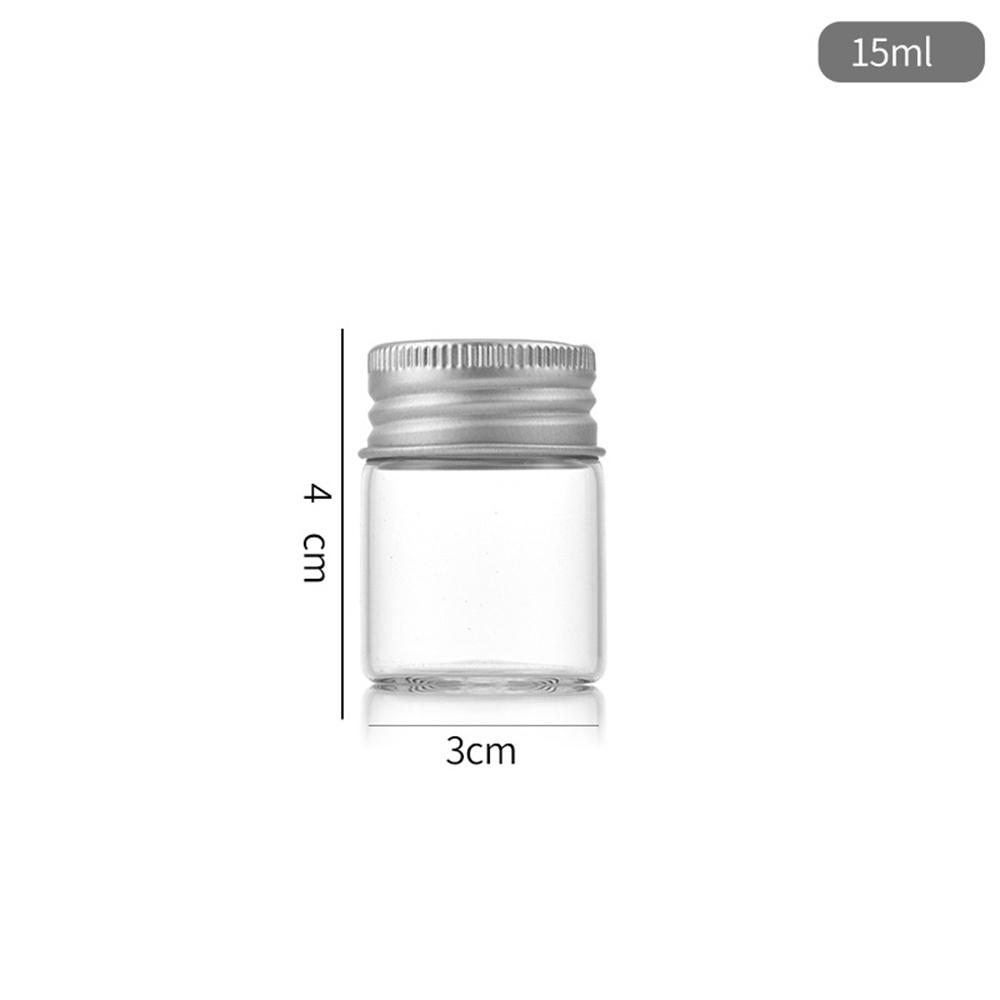 15/25/60/80/100ml Mini Glass Bottles Screw Top Aluminum Lids Sealed Packaging Bottle Sample Capsule Tube Jars Transparent Bottle