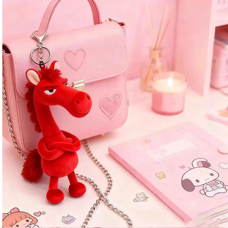 Black Horse Keychain Plush Toy Backpack Pendant Decoration Year The New Gifts of S for Cuddly Stuffed Fluffy Huggable Kawaii Comfort Adorable Soft