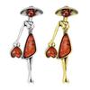 Fashionable Sophisticated Walking Girl Lapel Pin with Dripping Oil Designs Contrast Accessory for Party Supplies Costumes