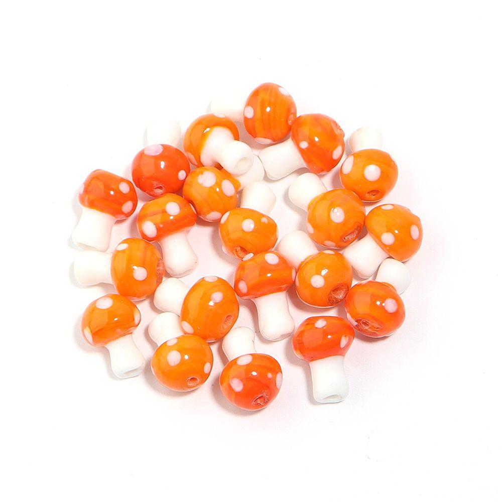 10pcs/lot Colourful Lampwork Beads Cute Mushroom Shape Loose Glass Beads For Jewelry Making DIY Craft Necklace Bracelet Findings
