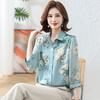 Women's Pink Floral Print Blouse Half Sleeve Button-Down Casual Chiffon Shirt