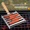 Stainless Steel Portable Detachable Hot Dog & Sausage Grilling Rack Set with Food Clip Fork.
