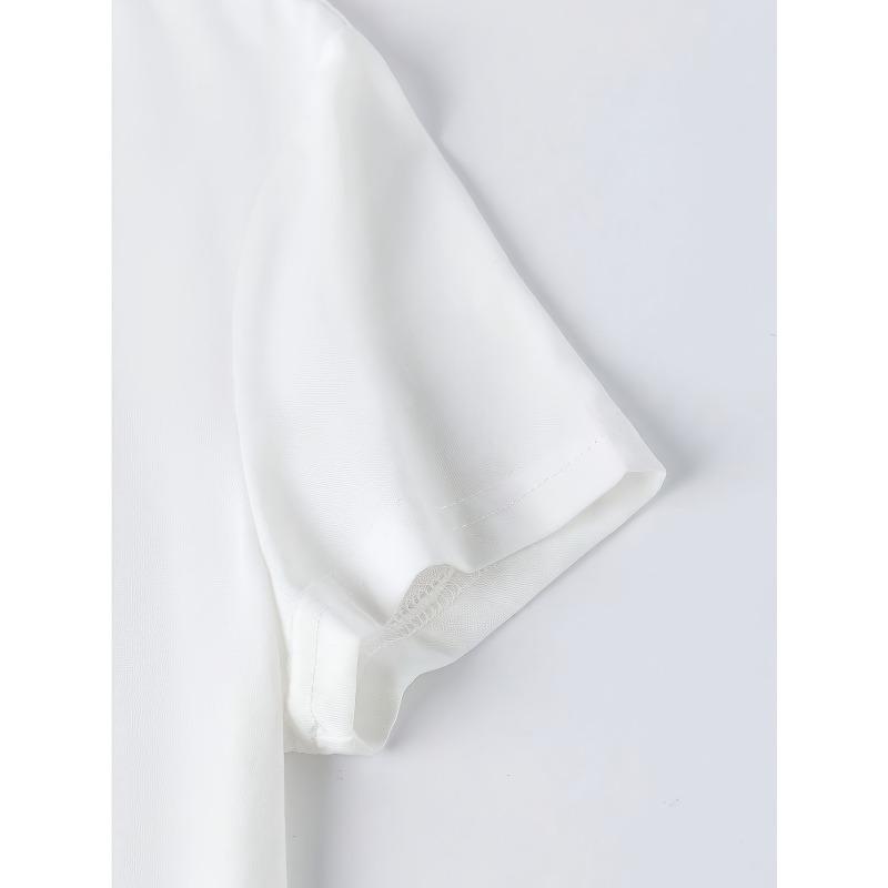 European Size Printed Pajama T-shirt, Cute Cartoon Dog Print T-shirt, Round Neck Short Sleeve Women's Top