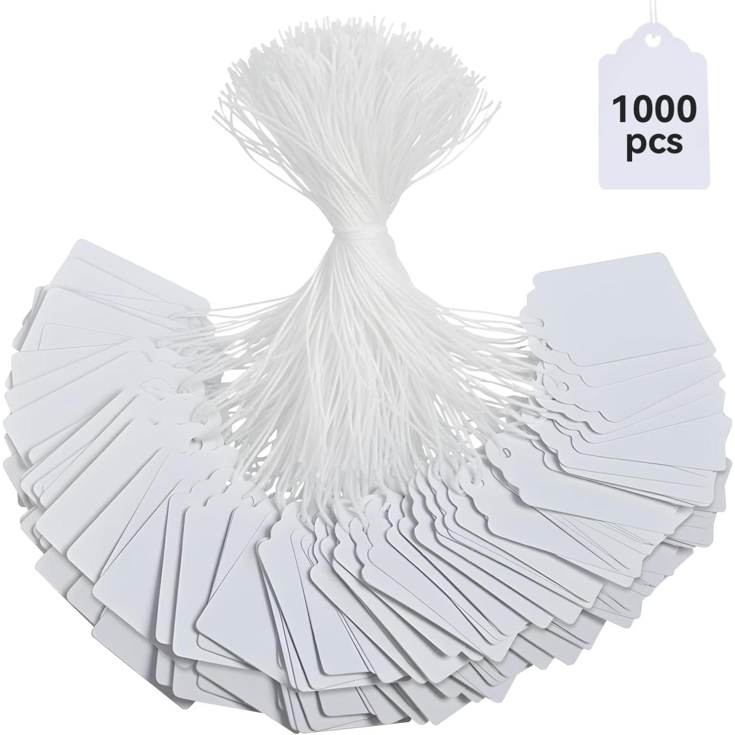 Brothersbox Price Tags with String Attached, 1000pcs White Marking Merchandise Strung Writable Label Hang Tags for Pricing Gift Jewelry Clothing Yard 1000-Pack