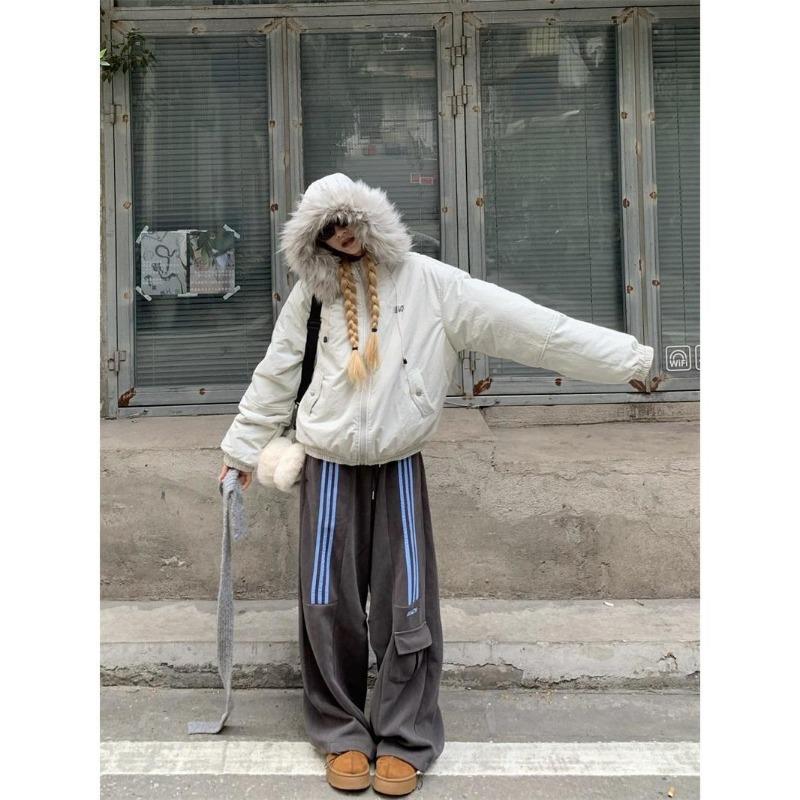 

Зимова куртка з капюшоном і хутряним коміром, на бавовняній підкладці, жіноча потовщена проста куртка на бавовняній підкладці, нішева куртка на бавовняній підкладці M