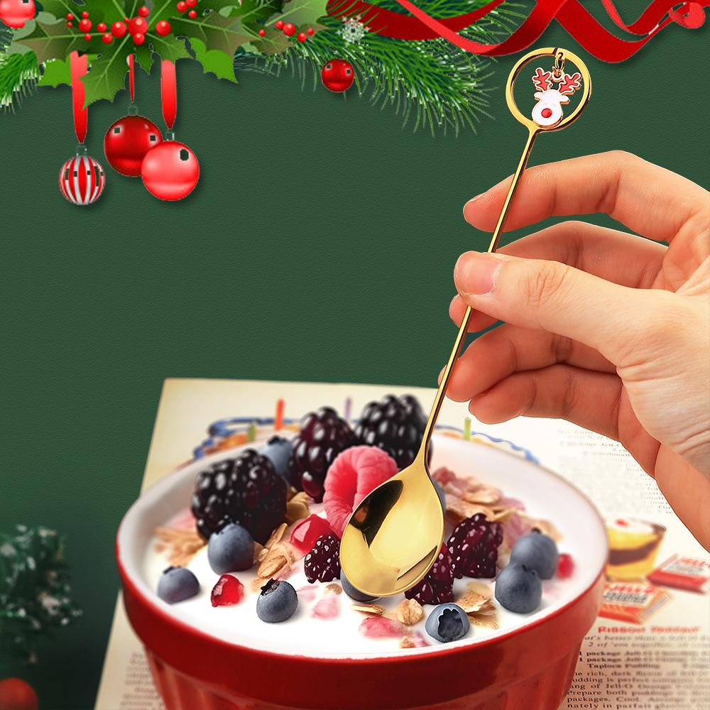 J Creative Christmas Reindeer Spoon & Fork Set - Cute Dessert & Coffee Stirring Gift