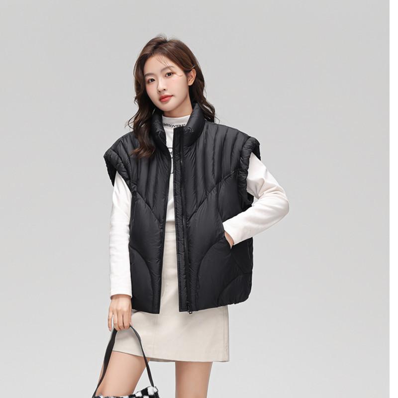 2024 autumn and winter new down jacket women's stand-up collar light and thin 90 white duck down fashionable and thin short vest