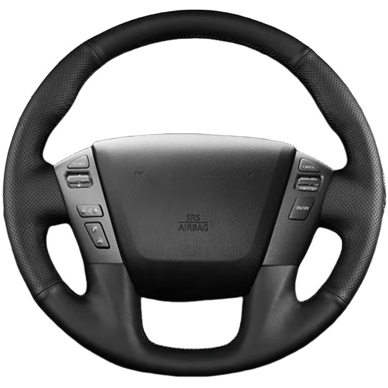 

Car Steering Wheel Cover Leather For Nissan Titan Infiniti QX56 Cargo NV Steering Wheel Braid Car Accessory Beige Thread